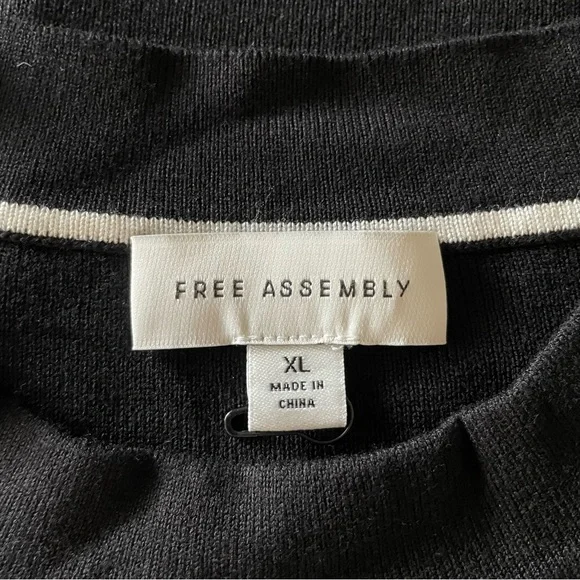 Free Assembly Ribbed Midi Sweater Dress Women’s XL Black White Trim Sleeveless - Picture 11 of 15